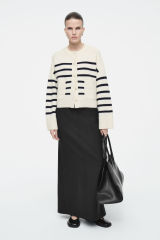 Tailor-Made Women's Striped Knit Button-Up Cardigan