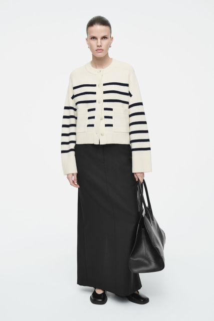 Tailor-Made Women's Striped Knit Button-Up Cardigan