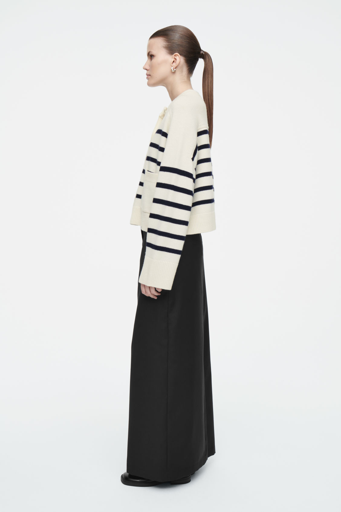 Tailor-Made Women's Striped Knit Button-Up Cardigan