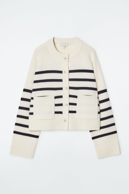 Tailor-Made Women's Striped Knit Button-Up Cardigan