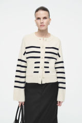 Tailor-Made Women's Striped Knit Button-Up Cardigan