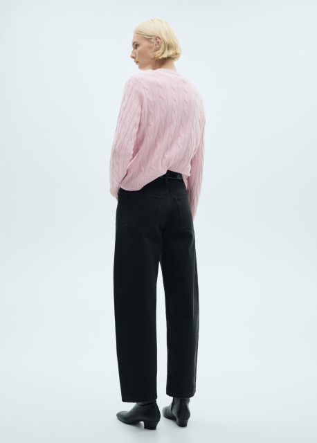 OEM Women's Cable Knit Crewneck Sweater in Soft Pink