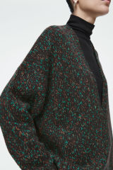 Custom Design Women's Deep V-Neck Multicolor Knit Sweater