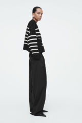 Wholesale Women's Striped Button-Up Cardigan with Pockets
