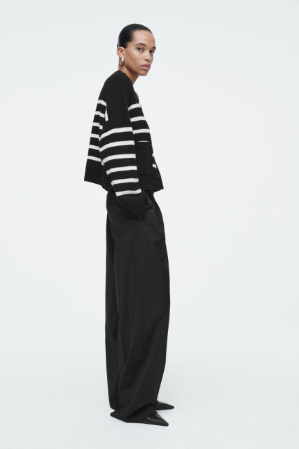 Wholesale Women's Striped Button-Up Cardigan with Pockets