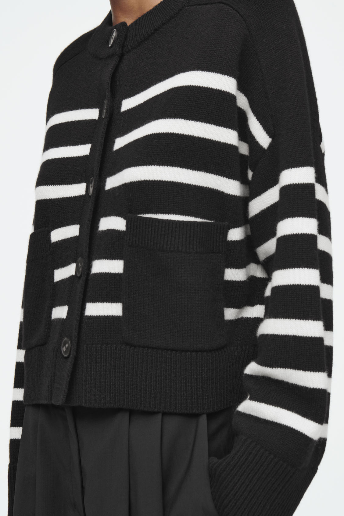 Wholesale Women's Striped Button-Up Cardigan with Pockets