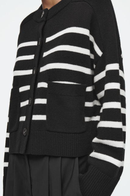 Wholesale Women's Striped Button-Up Cardigan with Pockets