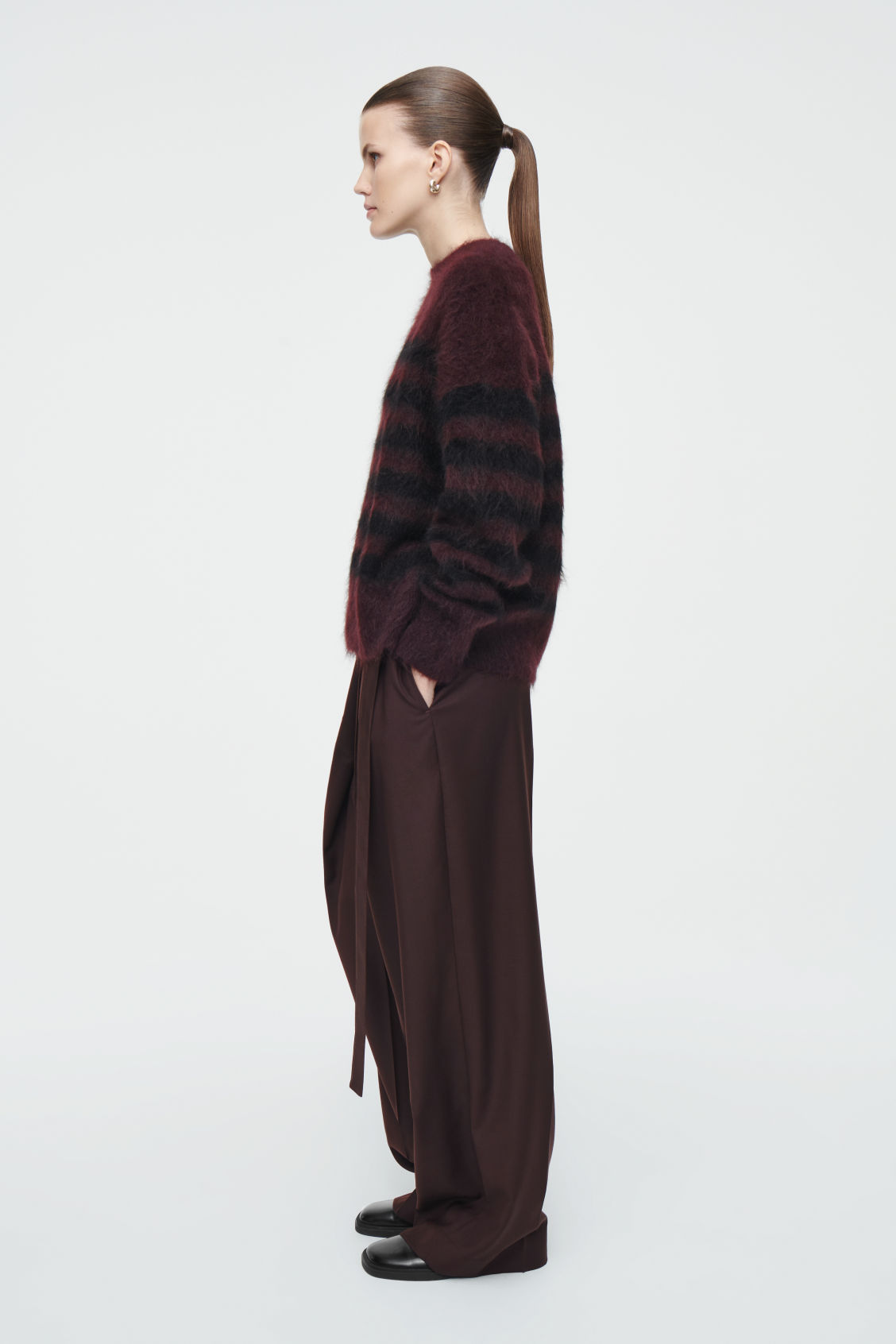 Custom Design Women's Striped Fuzzy Knit Sweater