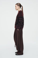Custom Design Women's Striped Fuzzy Knit Sweater