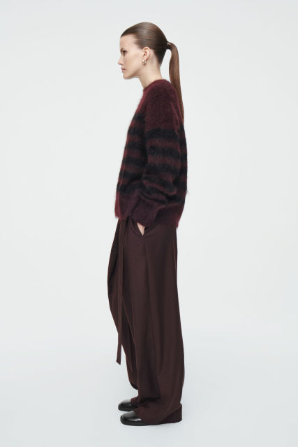 Custom Design Women's Striped Fuzzy Knit Sweater