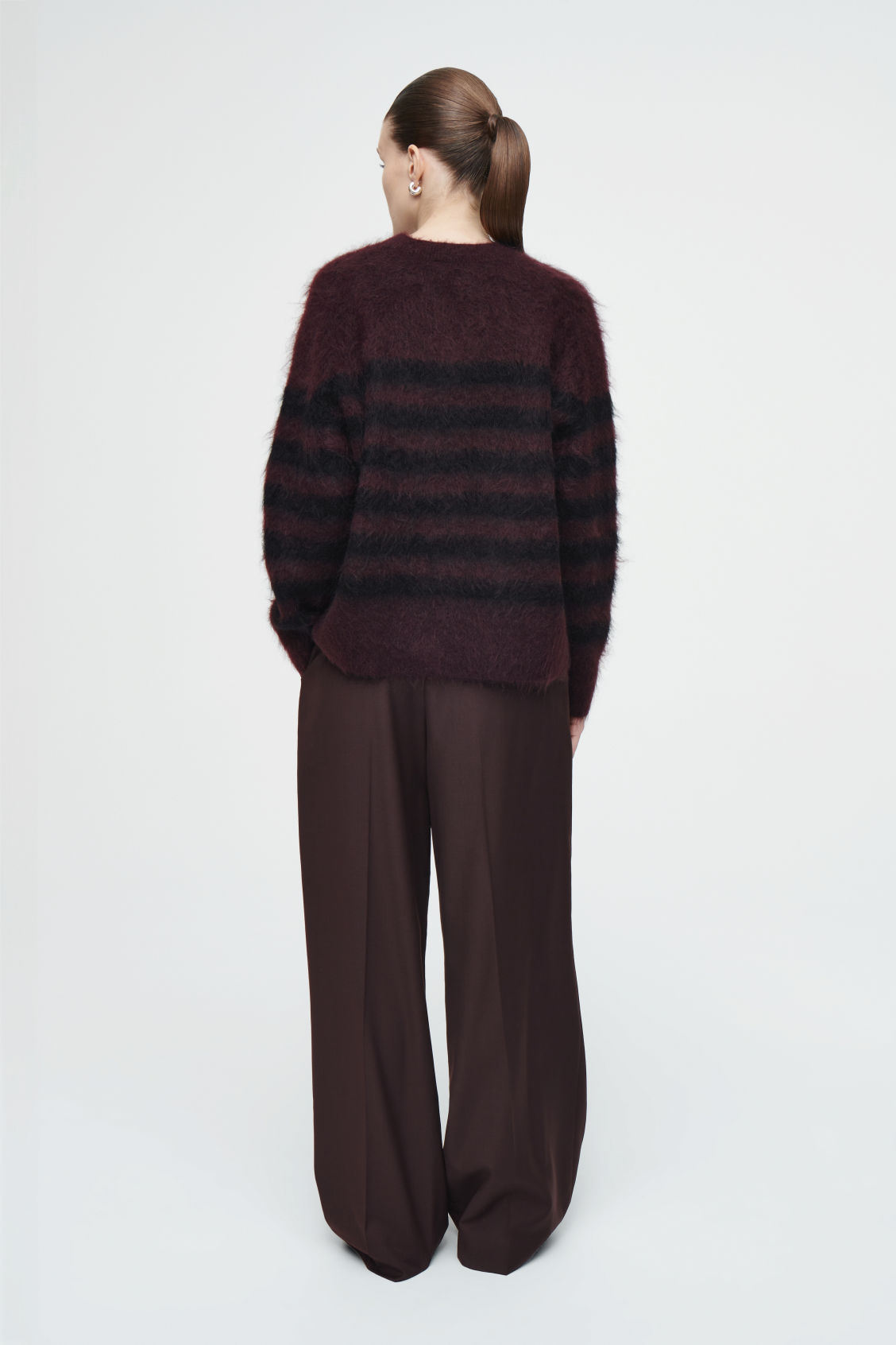 Custom Design Women's Striped Fuzzy Knit Sweater