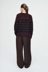 Custom Design Women's Striped Fuzzy Knit Sweater