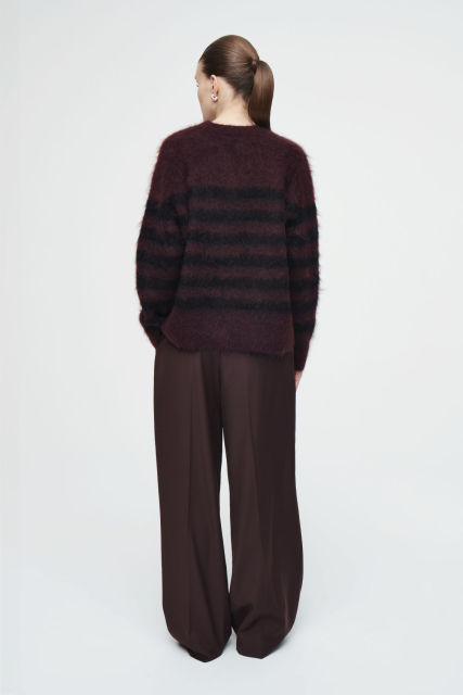 Custom Design Women's Striped Fuzzy Knit Sweater