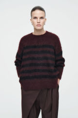 Custom Design Women's Striped Fuzzy Knit Sweater