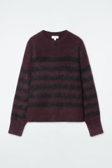 Custom Design Women's Striped Fuzzy Knit Sweater