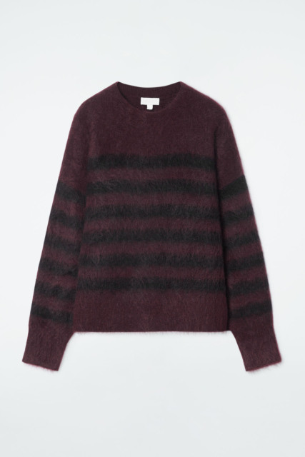 Custom Design Women's Striped Fuzzy Knit Sweater