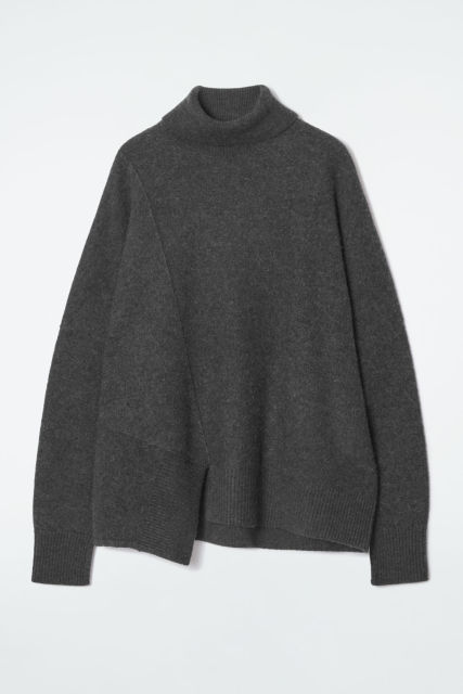 OEM Women's Oversized Turtleneck Sweater with Asymmetric Hem