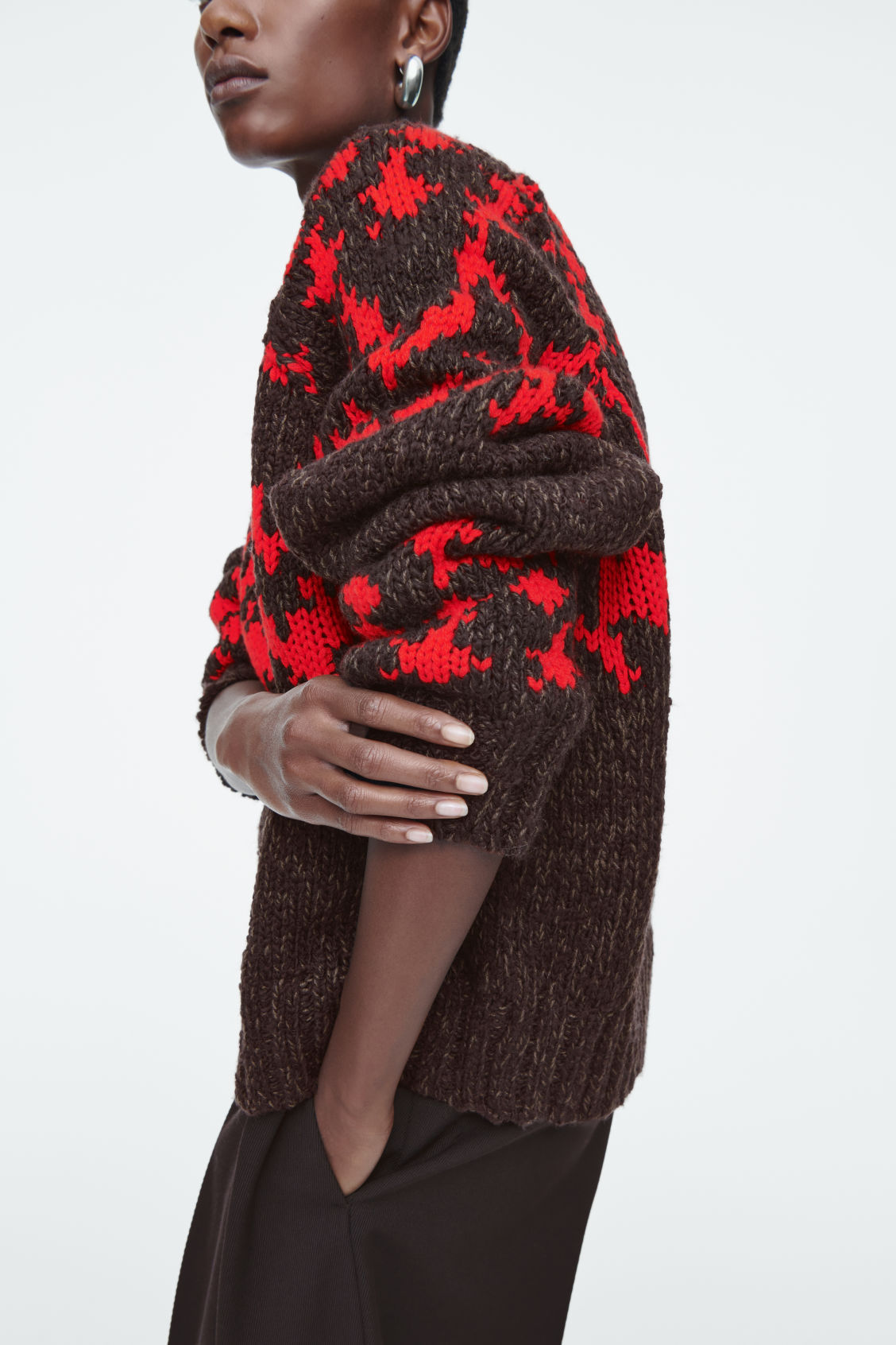 Cusomizable Women's Longline Wool Coat and Fair Isle Sweater Set