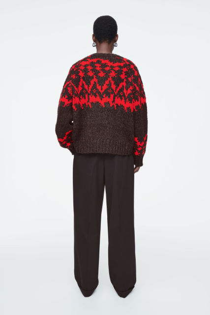 Cusomizable Women's Longline Wool Coat and Fair Isle Sweater Set