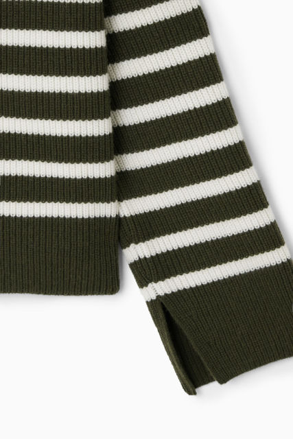 Custom Women's Striped Turtleneck Sweater and Wrap Skirt Ensemble