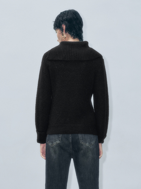 Wholesale Women's Ribbed High-Neck Sweater with Button Detail