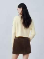 Personalized Women's Pearl-Embellished Yellow Cardigan