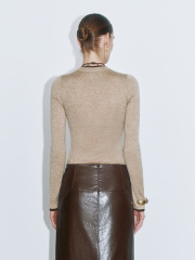 Tailor-Made Women's Fitted Cashmere Sweater and Leather Midi Skirt Ensemble
