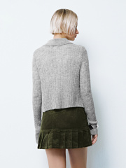 Factory Direct Women's Ribbed Knit Collared Cardigan and Corduroy Mini Skirt
