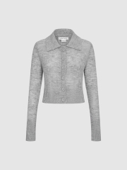 Factory Direct Women's Ribbed Knit Collared Cardigan and Corduroy Mini Skirt
