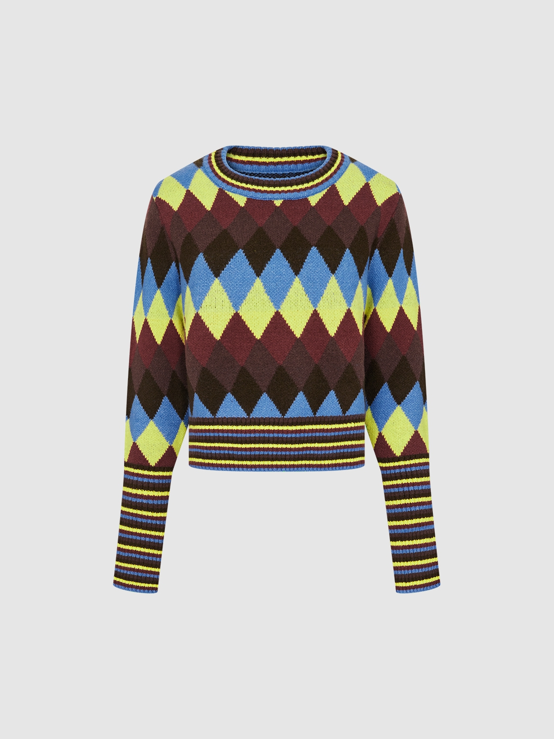 OEM Available Women's Vibrant Argyle Knit Sweater and Corduroy Skirt