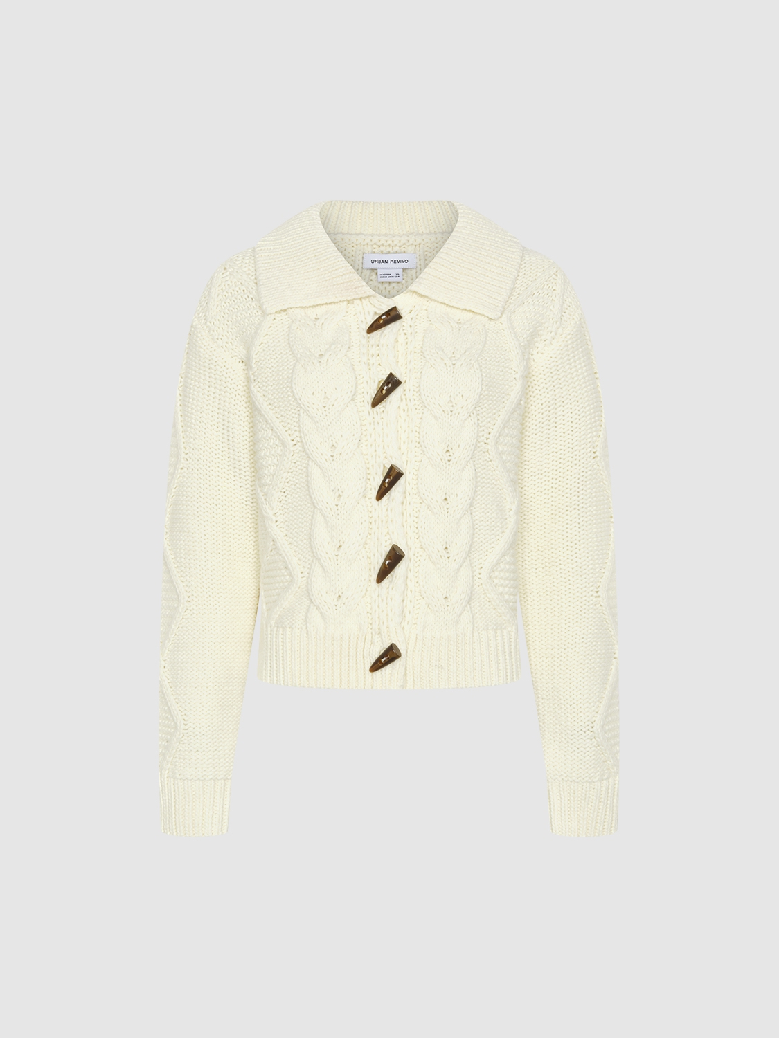 Factory Direct Women's Cable Knit Cardigan with Wooden Toggle Buttons and Corduroy Mini Skirt