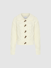 Factory Direct Women's Cable Knit Cardigan with Wooden Toggle Buttons and Corduroy Mini Skirt