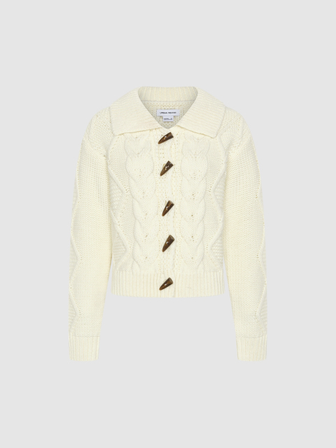 Factory Direct Women's Cable Knit Cardigan with Wooden Toggle Buttons and Corduroy Mini Skirt