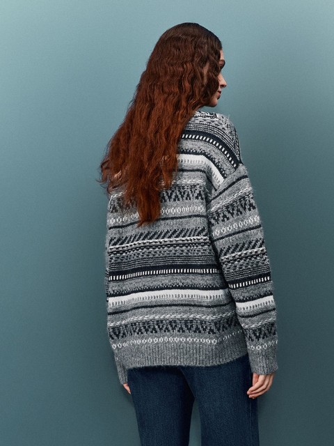 Custom Women’s Nordic-Inspired Striped Knit Sweater