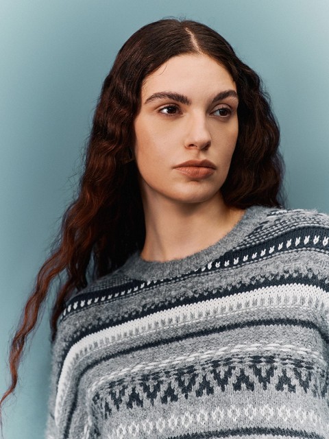 Custom Women’s Nordic-Inspired Striped Knit Sweater