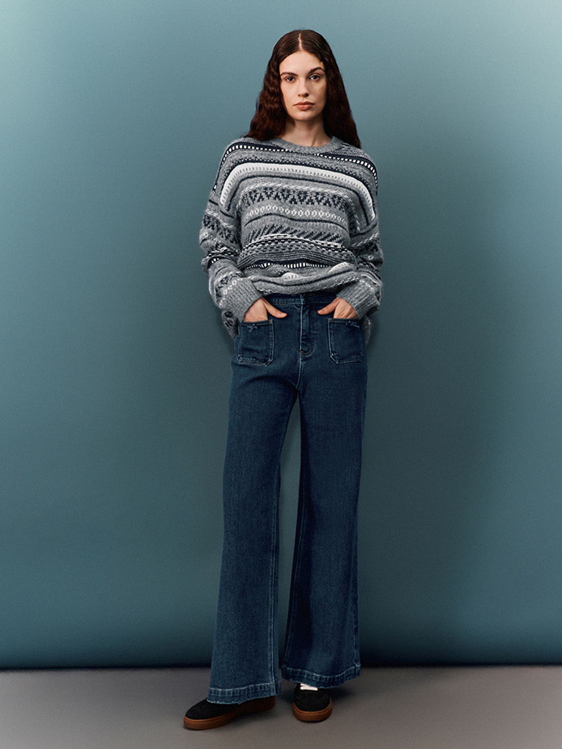 Custom Women’s Nordic-Inspired Striped Knit Sweater