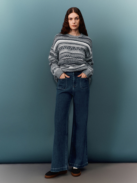 Custom Women’s Nordic-Inspired Striped Knit Sweater