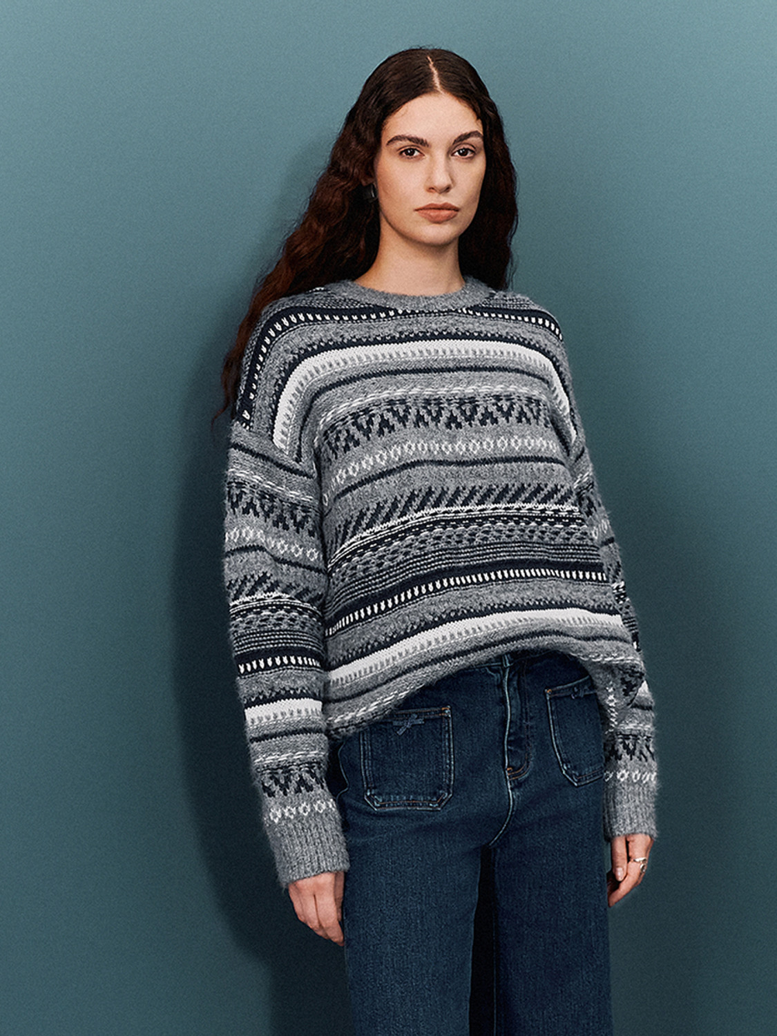 Custom Women’s Nordic-Inspired Striped Knit Sweater