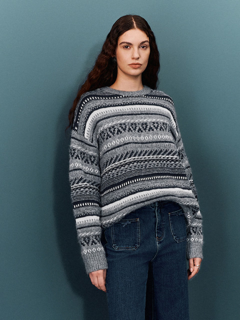 Custom Women’s Nordic-Inspired Striped Knit Sweater