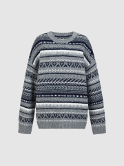 Custom Women’s Nordic-Inspired Striped Knit Sweater