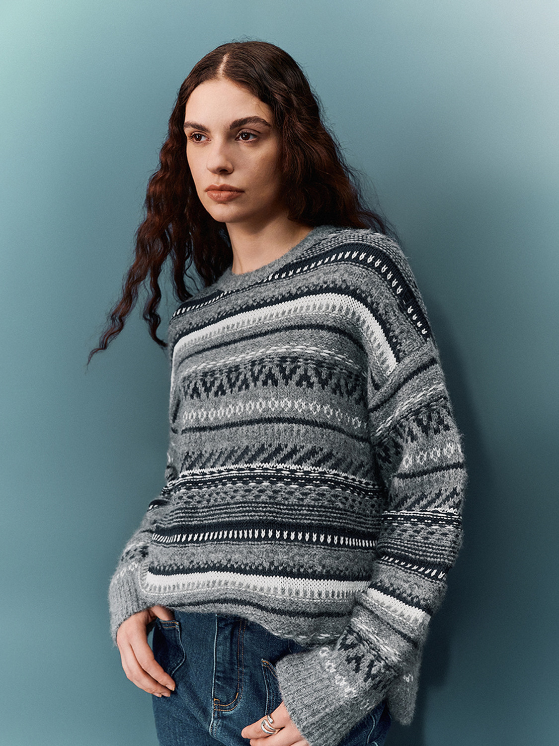 Custom Women’s Nordic-Inspired Striped Knit Sweater