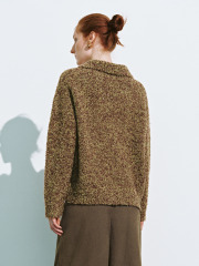 Factory Direct Women's Bouclé Textured Knit Collared Sweater