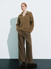 Factory Direct Women's Bouclé Textured Knit Collared Sweater