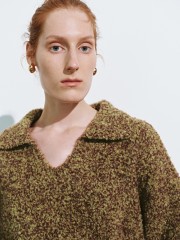 Factory Direct Women's Bouclé Textured Knit Collared Sweater