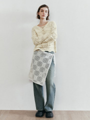 OEM Available Women's Bohemian Lace-Up Crochet Knit Sweater
