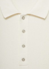 OEM Men's Ribbed Long-Sleeve Polo Sweater in Off-White