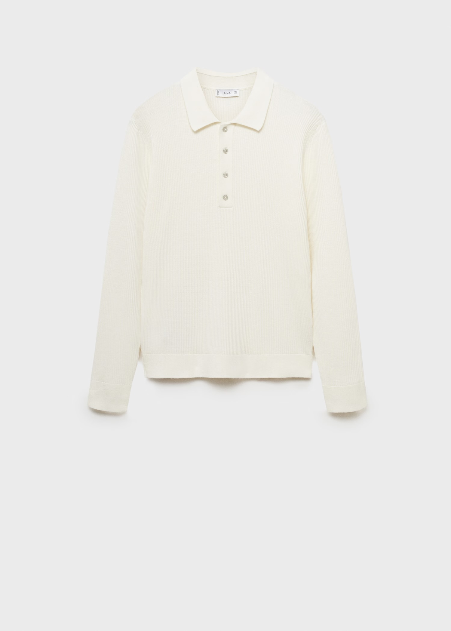 OEM Men's Ribbed Long-Sleeve Polo Sweater in Off-White