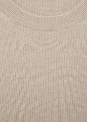 ODM Men's Beige Ribbed Knit Sweater
