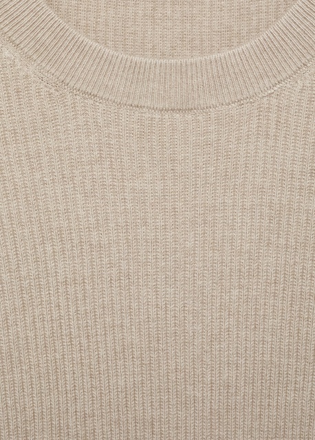 ODM Men's Beige Ribbed Knit Sweater