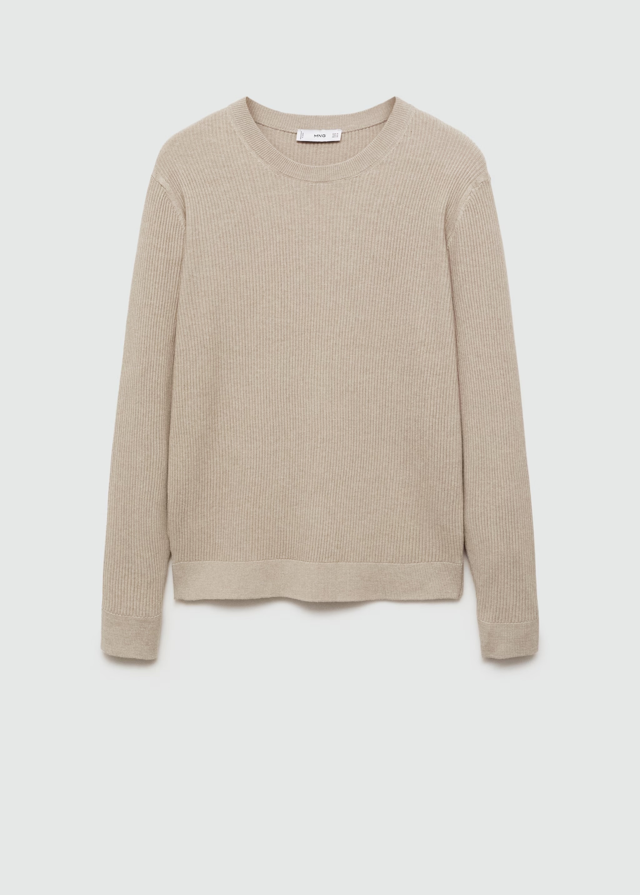 ODM Men's Beige Ribbed Knit Sweater